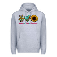 Heather Grey Peace Love Sunshine Premium Hoodie - RanaPortraitStore