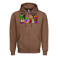 Chestnut Halloween Gnomes Coffee Cups Zipper Hoodie - texasbilliewilder