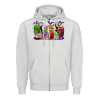 Dove Grey Halloween Gnomes Coffee Cups Zipper Hoodie - texasbilliewilder