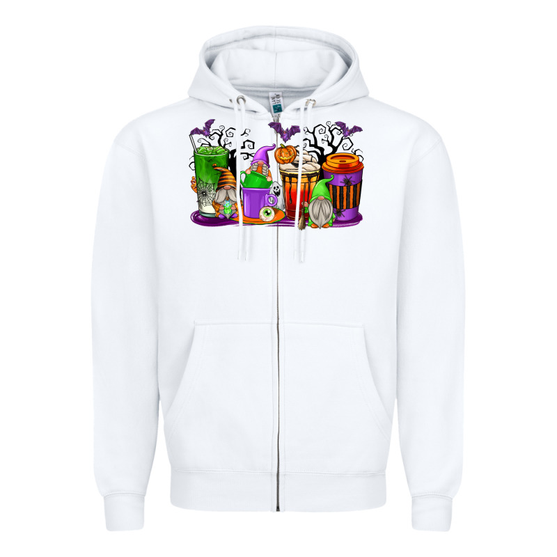 Halloween Gnomes Coffee Cups Zipper Hoodie by texasbilliewilder | Teevron