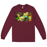 Burgundy monkey coffee cups Long Sleeve Tee - Zillion Design Studio