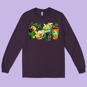 Monkey Coffee Cups Long Sleeve Tee Designed By Zillion Design Studio