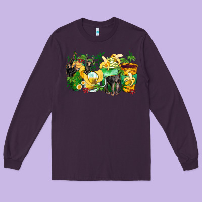 Monkey Coffee Cups Long Sleeve Tee Designed By Zillion Design Studio