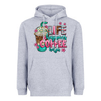 Heather Grey life happens coffee  helps Heavyweight Hoodie - AdoDesignShop