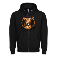 Black Halloween Cow Moo I Mean Boo Zipper Hoodie - texasbilliewilder
