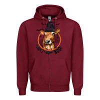 Burgundy Halloween Cow Moo I Mean Boo Zipper Hoodie - texasbilliewilder