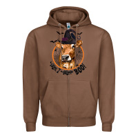 Chestnut Halloween Cow Moo I Mean Boo Zipper Hoodie - texasbilliewilder