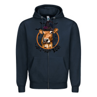Navy Halloween Cow Moo I Mean Boo Zipper Hoodie - texasbilliewilder