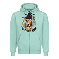 Seafoam Halloween Cow Moo I Mean Boo Zipper Hoodie - texasbilliewilder