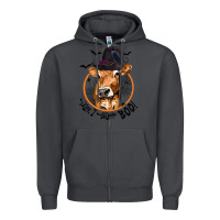 Smoke Halloween Cow Moo I Mean Boo Zipper Hoodie - texasbilliewilder