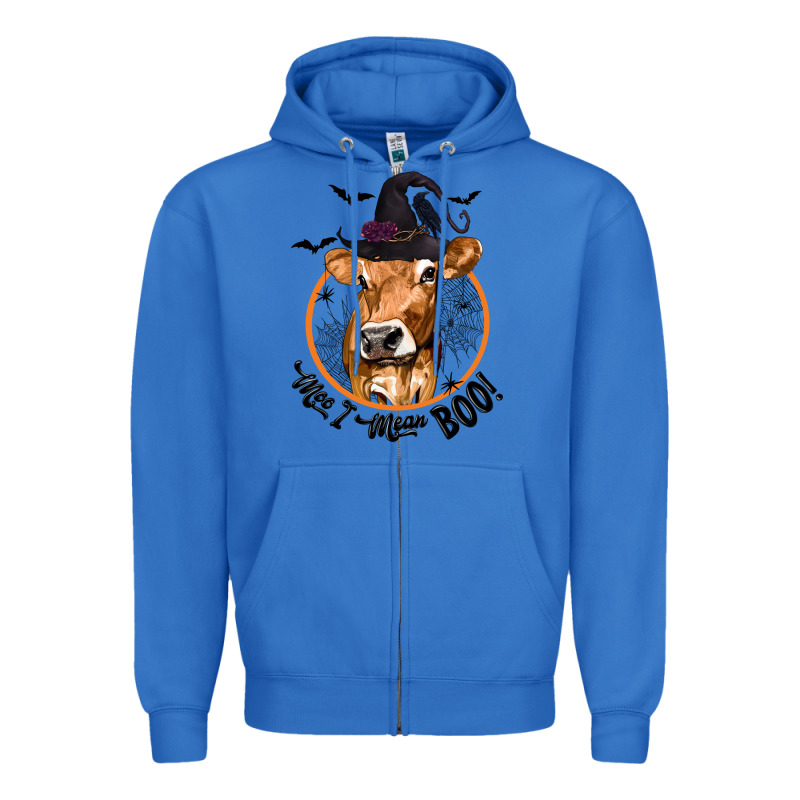 Halloween Cow Moo I Mean Boo Zipper Hoodie by texasbilliewilder | Teevron