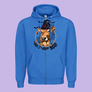 Halloween Cow Moo I Mean Boo Zipper Hoodie Designed By Texasbilliewilder