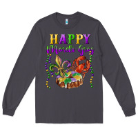 Smoke Happy Mardi Gras Fleur De Lis King Cake Crawfish Long Sleeve Tee - RanaPortraitStore
