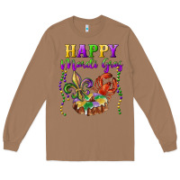 Toasted Coconut Happy Mardi Gras Fleur De Lis King Cake Crawfish Long Sleeve Tee - RanaPortraitStore