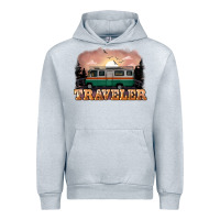 Heather Grey traveler Urban Hoodie - NancyCooperArtShop