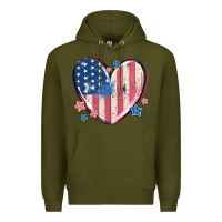 Army Green usa heart Premium Hoodie - MaliasSmallBusiness