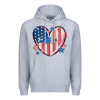 Heather Grey usa heart Premium Hoodie - MaliasSmallBusiness