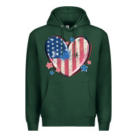 Sports Green usa heart Premium Hoodie - MaliasSmallBusiness