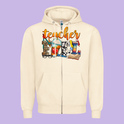 Teacher Fuel Zipper Hoodie Designed By Zillion Design Studio