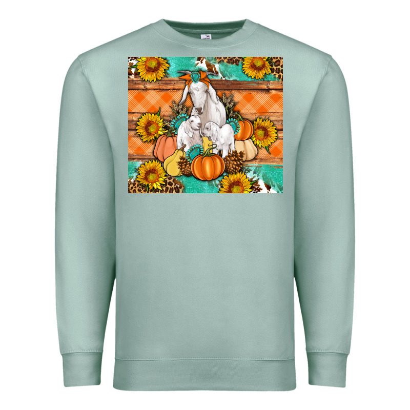 Goat Family Fall Pumpkins Gemstone Premium Sweatshirt by Artiststas | Teevron