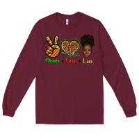 Burgundy peace love locs Long Sleeve Tee - texasbilliewilder