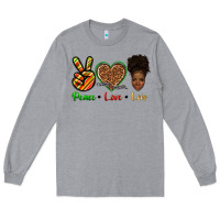 Heather Grey peace love locs Long Sleeve Tee - texasbilliewilder