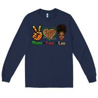 Navy peace love locs Long Sleeve Tee - texasbilliewilder