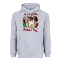 Heather Grey Christmas life is better with a pug Heavyweight Hoodie - JahusDesignShop
