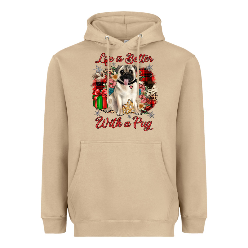 Christmas Life Is Better With A Pug Heavyweight Hoodie by JahusDesignShop | Teevron