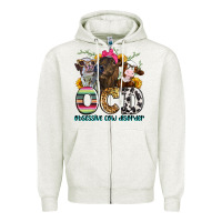 Oatmeal Heather ocd obsessive cow disorder Zipper Hoodie - Zillion Design Studio