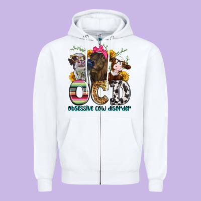 Ocd Obsessive Cow Disorder Zipper Hoodie Designed By Zillion Design Studio