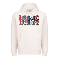 Pale Pink home of the free because of the brave Premium Hoodie - MaliasSmallBusiness