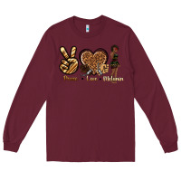 Burgundy peace love melanin Long Sleeve Tee - texasbilliewilder