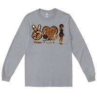 Heather Grey peace love melanin Long Sleeve Tee - texasbilliewilder