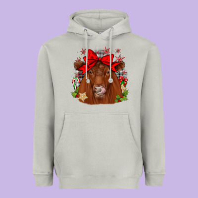 Christmas Red Angus Heavyweight Hoodie Designed By Jahusdesignshop