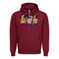 Burgundy Halloween Gnomes Zipper Hoodie - texasbilliewilder