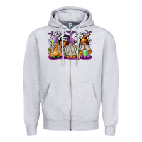 Heather Grey Halloween Gnomes Zipper Hoodie - texasbilliewilder