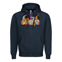 Navy Halloween Gnomes Zipper Hoodie - texasbilliewilder