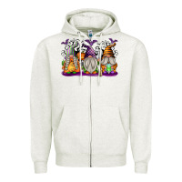 Oatmeal Heather Halloween Gnomes Zipper Hoodie - texasbilliewilder