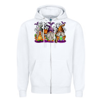 White Halloween Gnomes Zipper Hoodie - texasbilliewilder