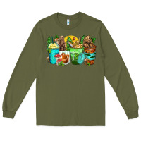 Army Green bear coffee cups Long Sleeve Tee - Zillion Design Studio