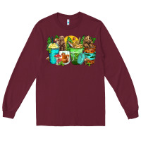 Burgundy bear coffee cups Long Sleeve Tee - Zillion Design Studio