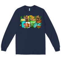 Navy bear coffee cups Long Sleeve Tee - Zillion Design Studio