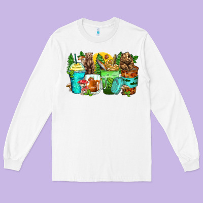 Bear Coffee Cups Long Sleeve Tee Designed By Zillion Design Studio