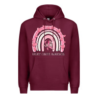 Burgundy breast cancer  awareness rainbow Premium Hoodie - MaliasSmallBusiness
