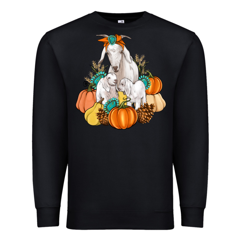Goat Family Fall Pumpkins Gemstone Premium Sweatshirt by Artiststas | Teevron