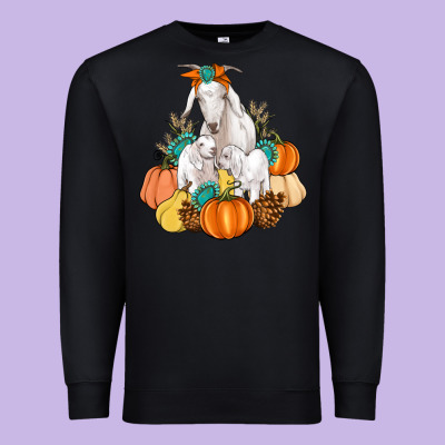 Goat Family Fall Pumpkins Gemstone Premium Sweatshirt Designed By Artiststas