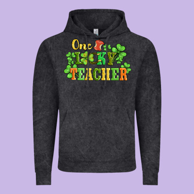 One Lucky Teacher Vintage Hoodie Designed By Adodesignshop