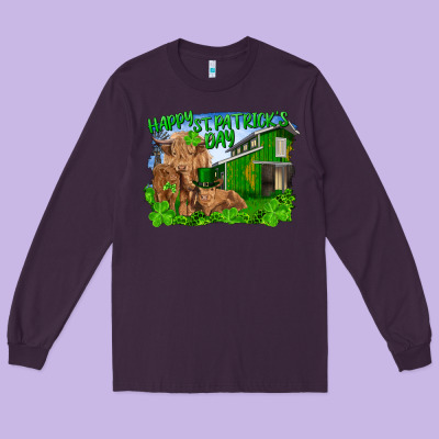 Long Sleeve Tee Happy st. patrick's day cattle and calfs