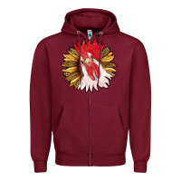 Burgundy sunflower with rooster Zipper Hoodie - RanaPortraitStore
